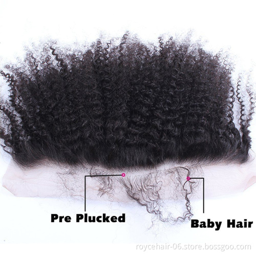 Factory Hot Sale Brazilian Human Virgin Hair Afro Kinky Curly Hair  Frontal Closure